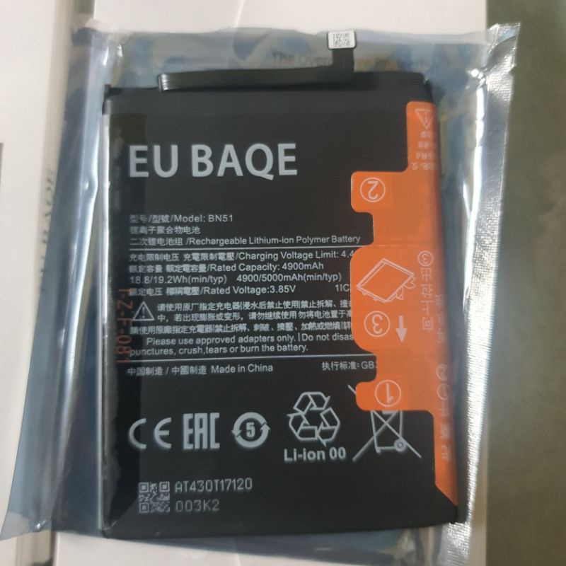 Pin redmi 8 redmi 8a BN51 EU BAQE 5000mAh,pin zin có bảo hành