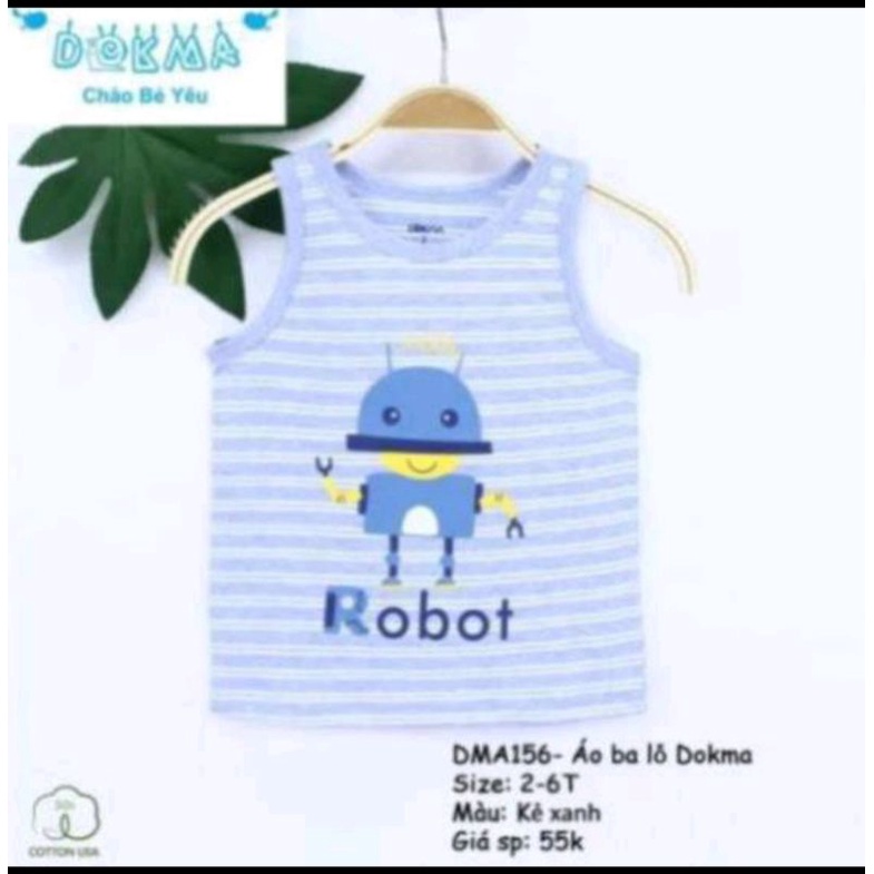 Áo ba lỗ dokma bé trai cute siêu mát, thấm hút tốt, thoải mái 2-6T