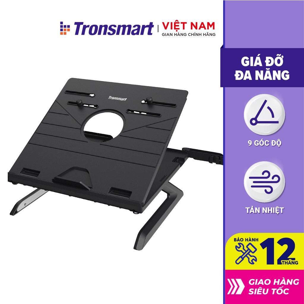 Giá đỡ laptop gấp gọn Tronsmart D07 Điều chỉnh độ cao Kèm giá đỡ điện thoại - Hàng chính hãng - Bảo hành 12 tháng