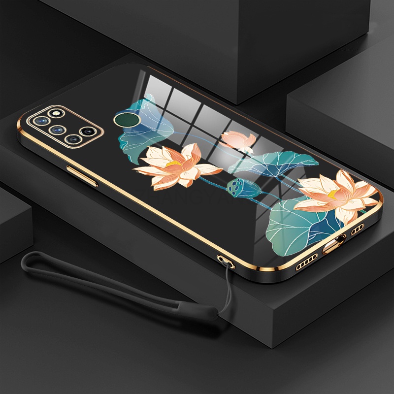 ốp lưng Realme 7i c17 ốp điện thoại Realme 7i c17 Ốp Điện Thoại TPU Dẻo Mạ Màu Họa Tiết Hoa Sen Sang Trọng