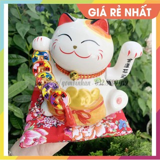(GIÁ RẺ - SIÊU ĐẸP) Mèo thần tài CAO 16CM cầm dải tiền, vẫy tay, phong thủy, may mắn, chiêu tài rước lộc