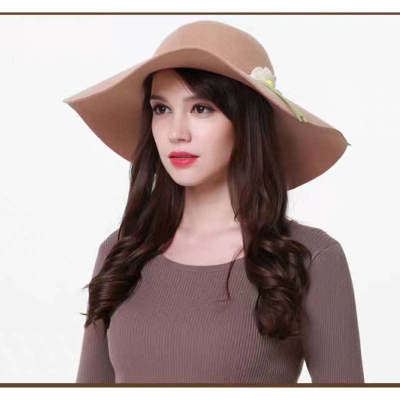Nón mũ nỉ rộng vành nữ fedora Lh 0917399527