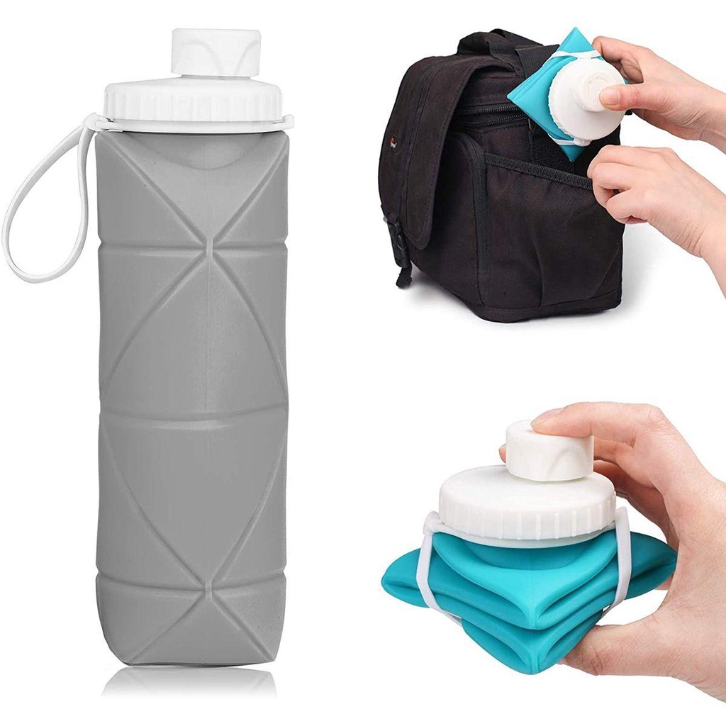Bình Đựng Nước Bằng Silicone Chống Rò Rỉ Có Thể Gấp Gọn Tiện Dụng Mang Theo Du Lịch