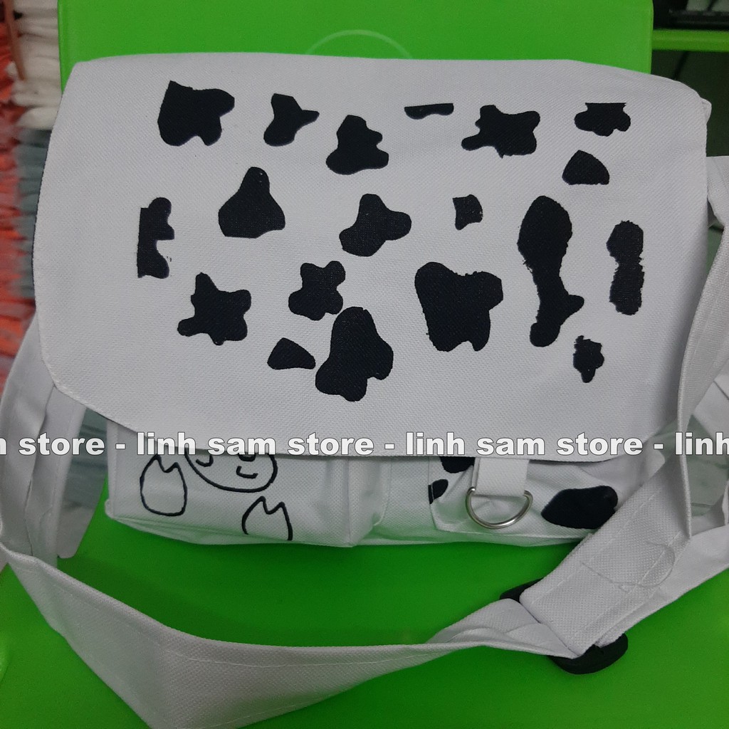 Túi xách đeo chéo nữ kiểu dáng mini bag Hàn Quốc thời trang canvas khóa kéo hai bò sữa ngăn ngang | BigBuy360 - bigbuy360.vn