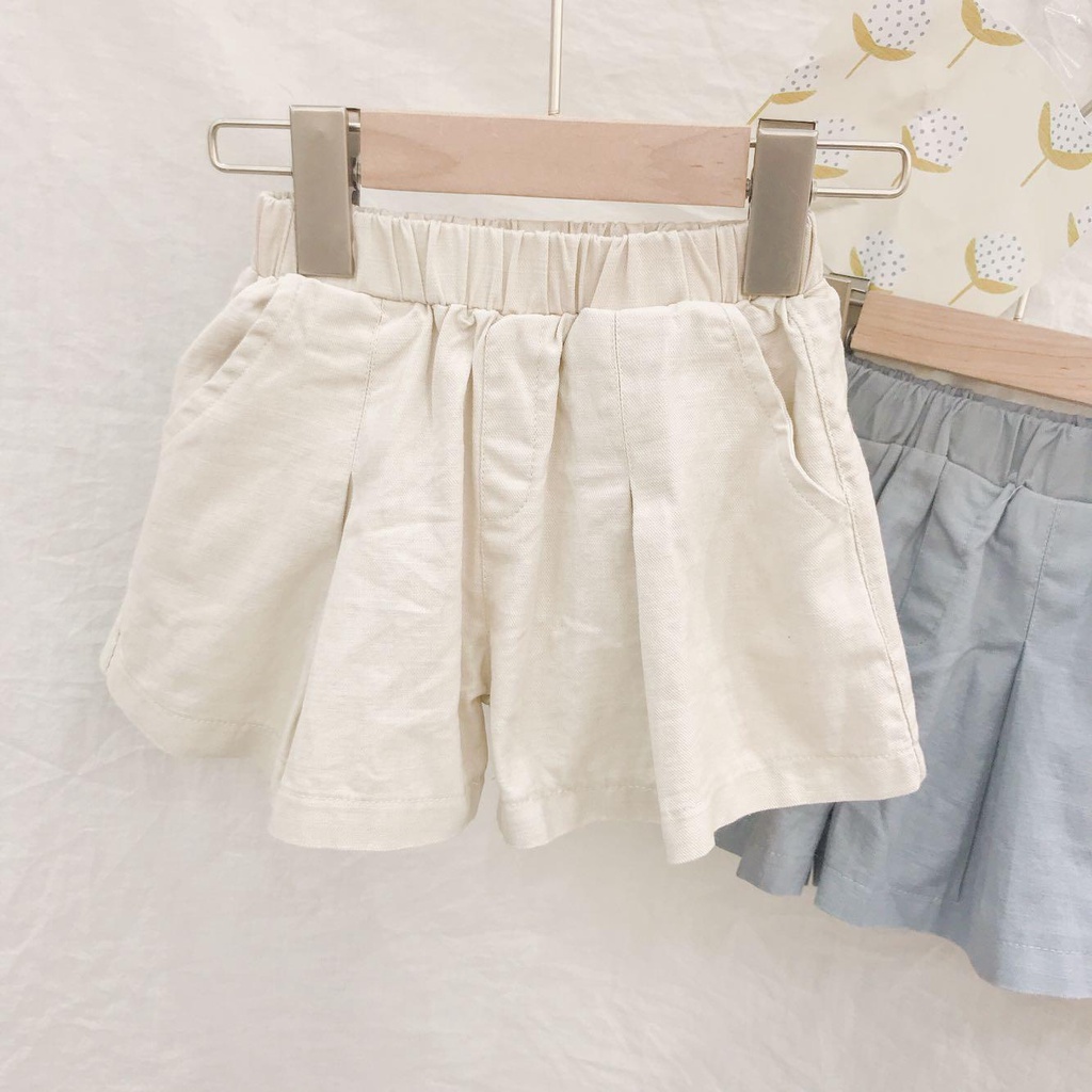 Quần Short Vải Lanh Cotton Ống Rộng Thời Trang Năng Động Dành Cho Trẻ