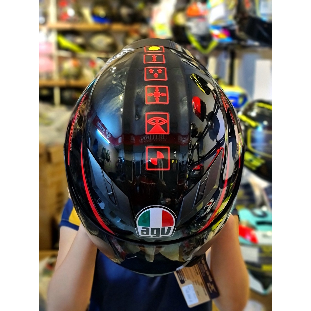 Nón bảo hiểm Fullface M266 2 kính đen bóng lên tem 46 đỏ