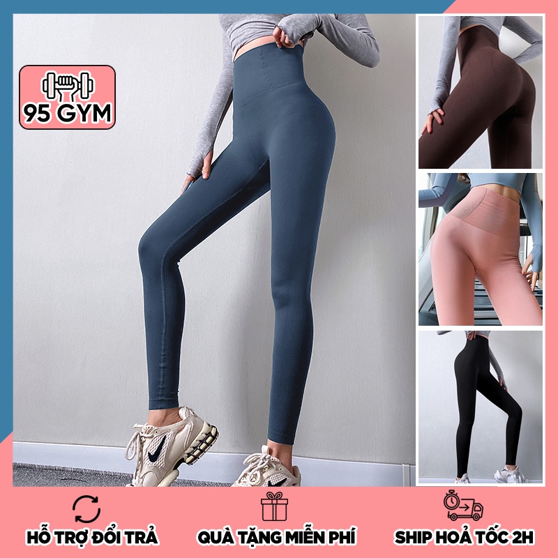 Quần tập gym yoga nữ QD34 dáng legging dài thể thao cạp cao lưng cao nâng mông chất dệt co giãn tốt