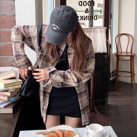 ZHELIHANGFEI Áo Sơ Mi Caro Tay Dài Chống Nắng Dáng Rộng Trẻ Trung Hợp Thời Trang