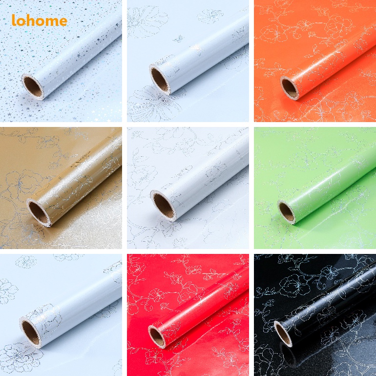 Giấy dán tường sáng bóng tự dính không thấm nước và chống thấm dầu cải tạo đồ nội thất cũ dán phim tủ lạnh dày lên tủ bếp