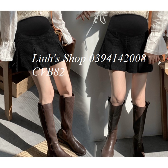 Chân Váy Bầu Xếp Ly DẠ CAO CẤP Ngắn Xinh Có Quần Trong CVB82