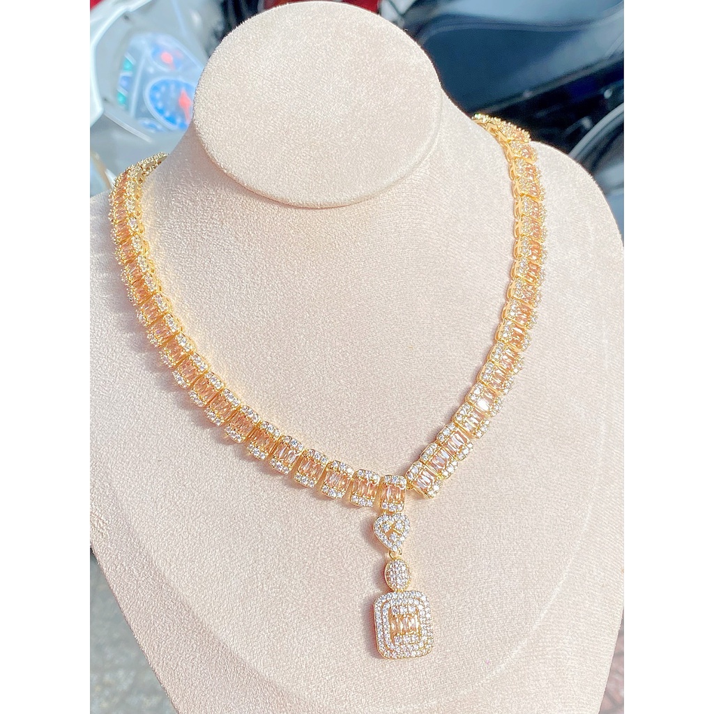Dây chuyền đính đá UHA mạ vàng 18K - vàng trắng DC14