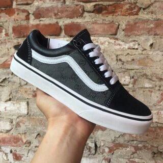 Giày Vans hoa văn cổ da trơn, mũi và gót da lộn - full box