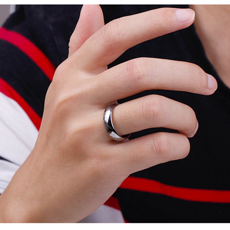 Nhẫn đeo ngón tay bằng titan thép không gỉ phong cách Hip Hop thời trang đơn giản dành cho cặp đôi