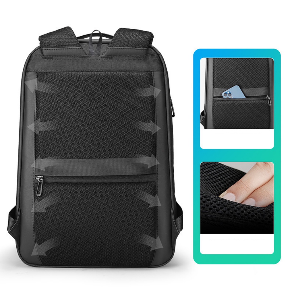 Balo Máy Tính Nam Mark Ryden Đa Chức Năng Màu Đen Chất Vải Oxford Dày Dặn Cứng Cáp Chống Thấm Nước