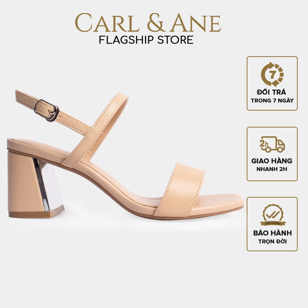 Carl &amp; Ane - Giày sandal thời trang nữ phối quai ngang đơn giản cao 7cm màu nude _ CS005