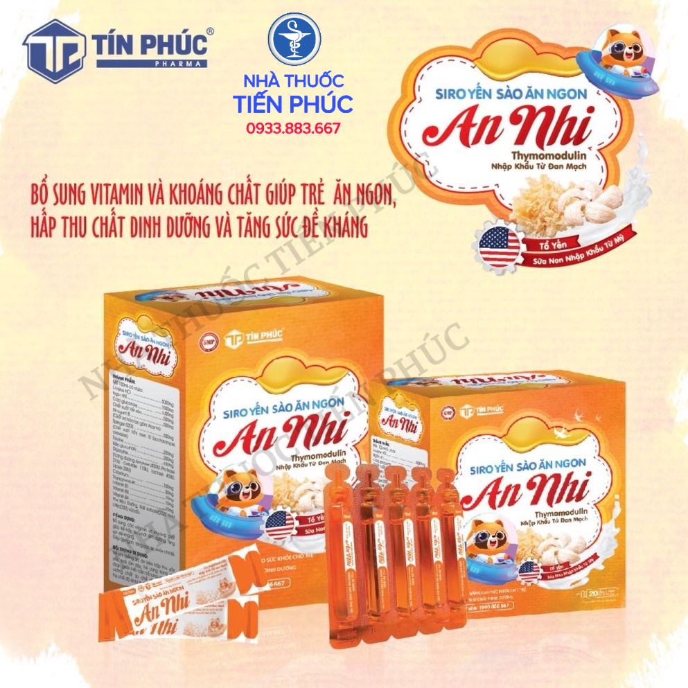 Siro yến sào ăn ngon An Nhi - Giúp tăng cân cho trẻ biếng ăn, kích thích ăn ngon, tăng sức đề kháng Hộp 20 ống x10ML
