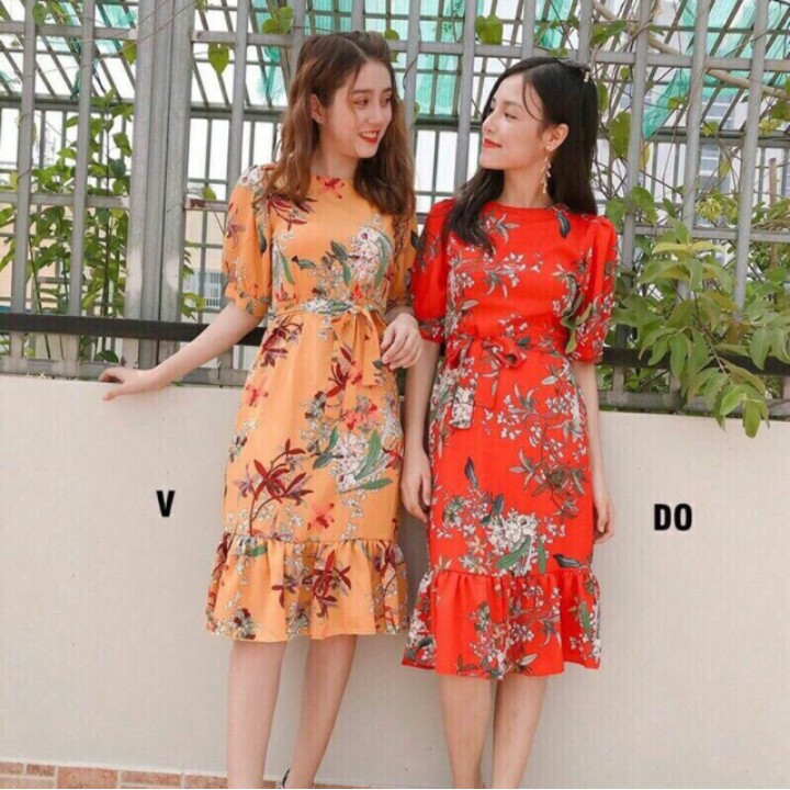 Tặng son xịn khi mua đầm voan hoa đuôi cá công sở form rộng Zara siêu xinh