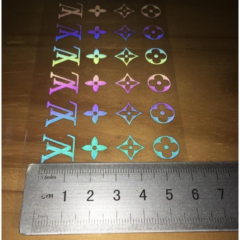 Sticker decal phản quang 7 màu lv , Mạ Vàng ép nhiệt LV - Sticker LV phản quang