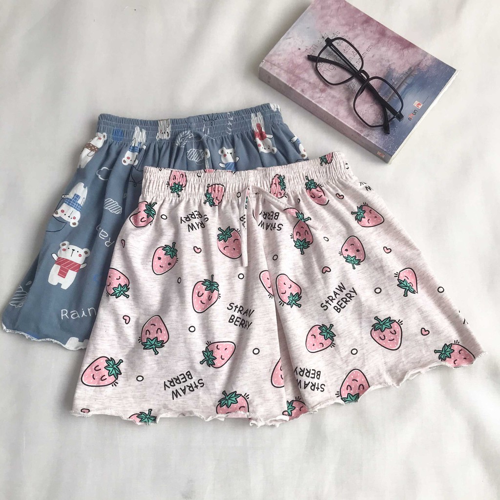 Quần ngủ đùi nữ cotton VM Shop quần mặc nhà lưng thun họa tiết 22STU03T372201 QSU00013 | BigBuy360 - bigbuy360.vn