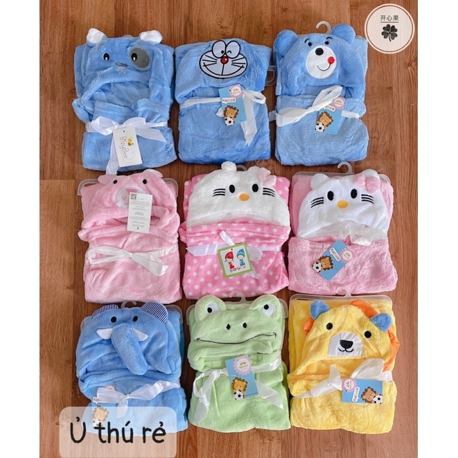 Ủ lông thú có mũ cho bé