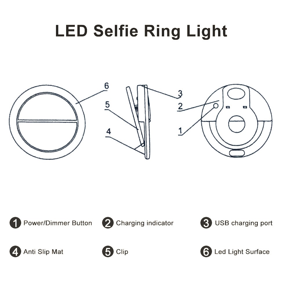 Đèn Led Trợ Sáng Chụp Ảnh Selfie Có Thể Điều Chỉnh 3 Màu