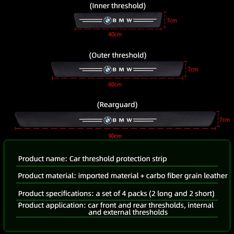 Miếng dán bệ cửa xe ô tô LYMOYO chống trầy xước trang trí cho Perodua Myvi Proton Toyota Honda