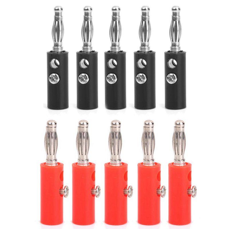 Set 20 đầu kẹp cá sấu 4mm màu đỏ + đen với tay cầm nhựa 45 mm