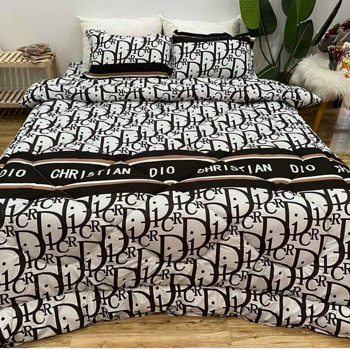 Trọn bộ 5 món ga gối chăn phao poly cotton có ruột bông dày  loại 1 ( nhắn chọn mẫu )