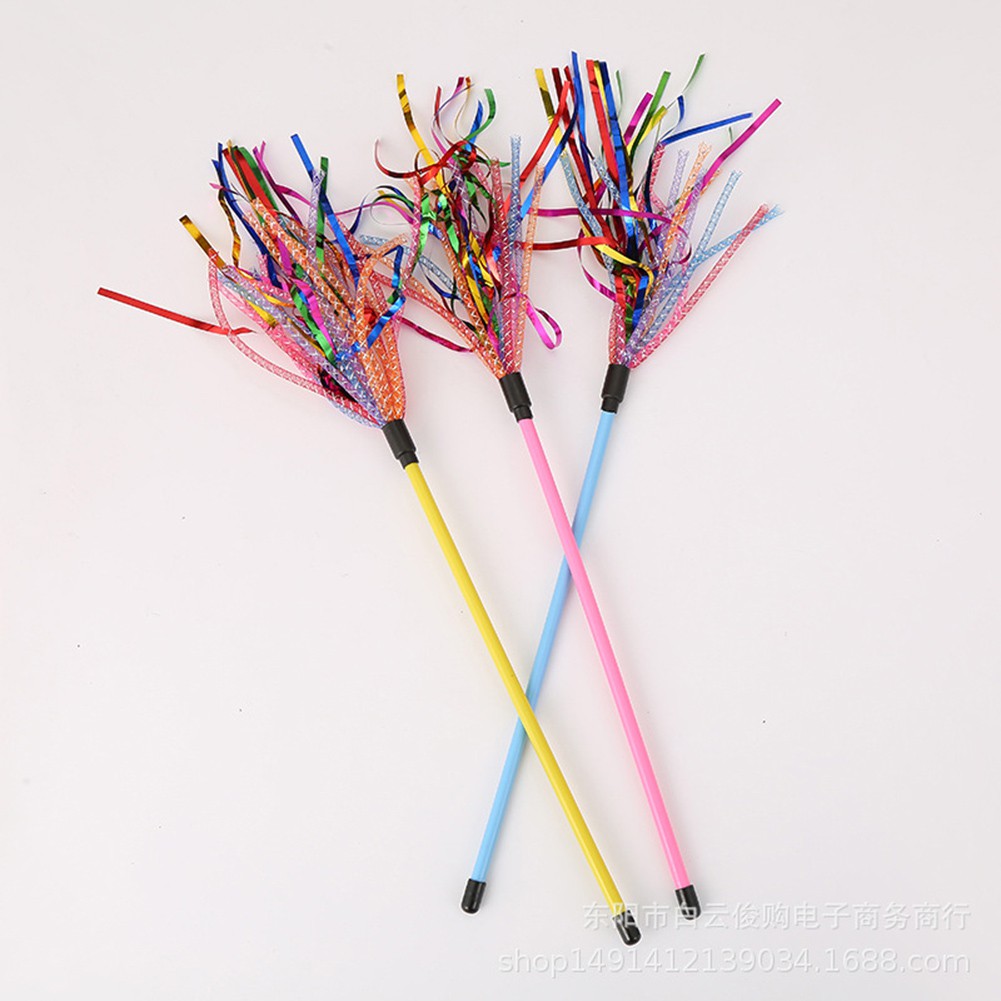 Đồ Chơi Que Gắn Dây Ruy Băng Nhiều Màu Cho Thú Cưng