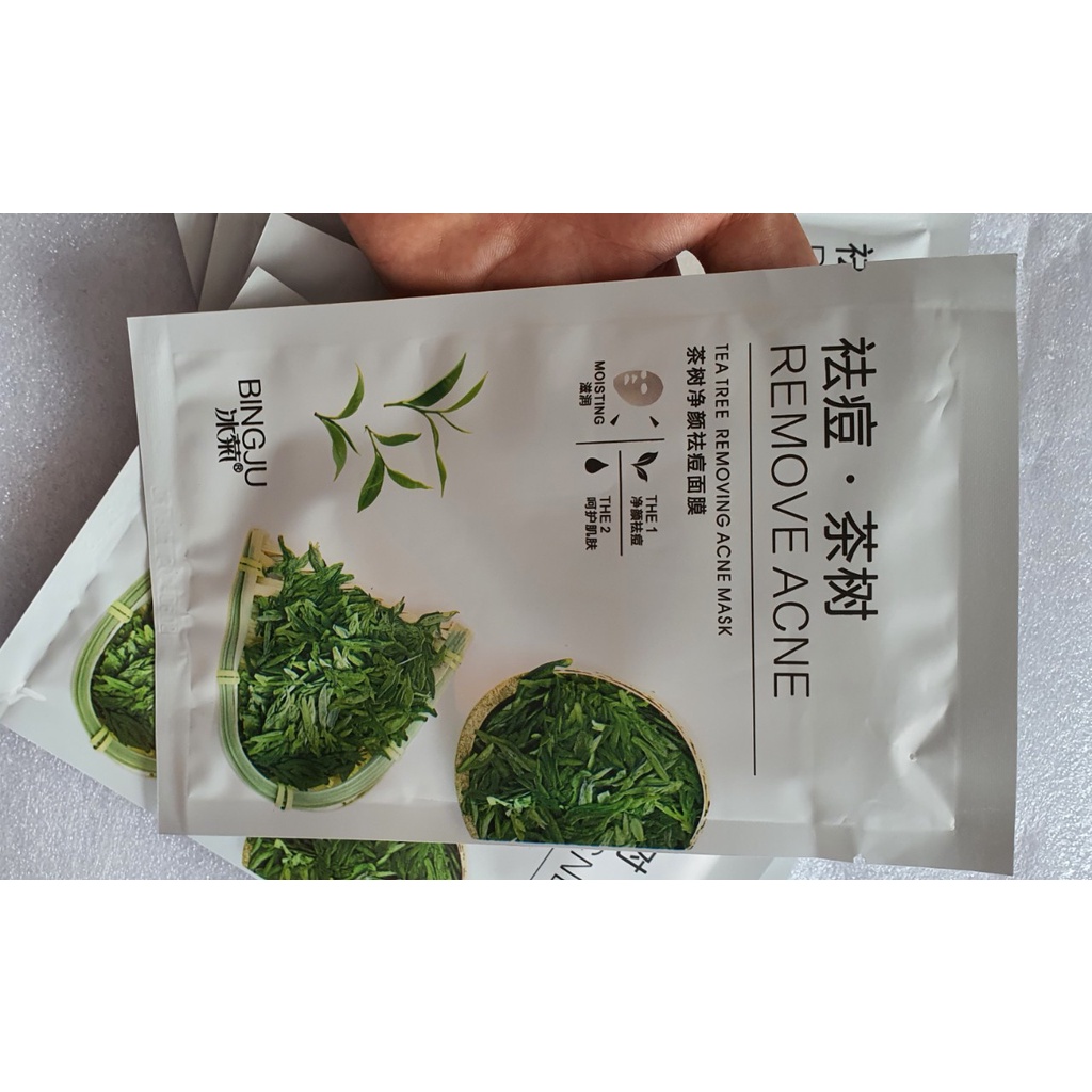 Mặt Nạ Trà Xanh lành mụn BingJu TeaTree Removing Acne Mask