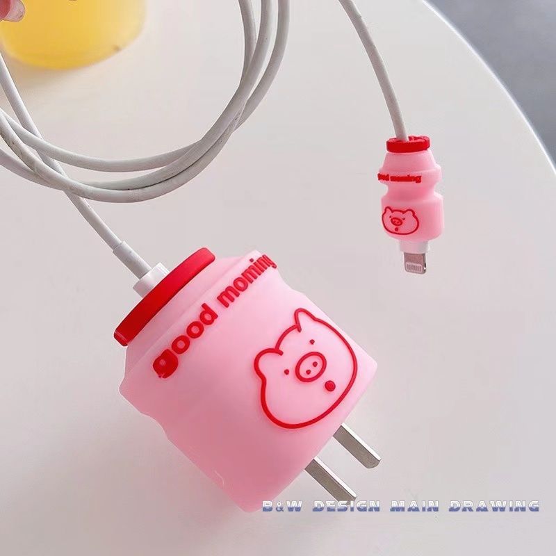 Nắp Silicon Bảo Vệ Đầu Dây Cáp Sạc Iphone 18W/20W Hình Hoạt Hình Dễ Thương