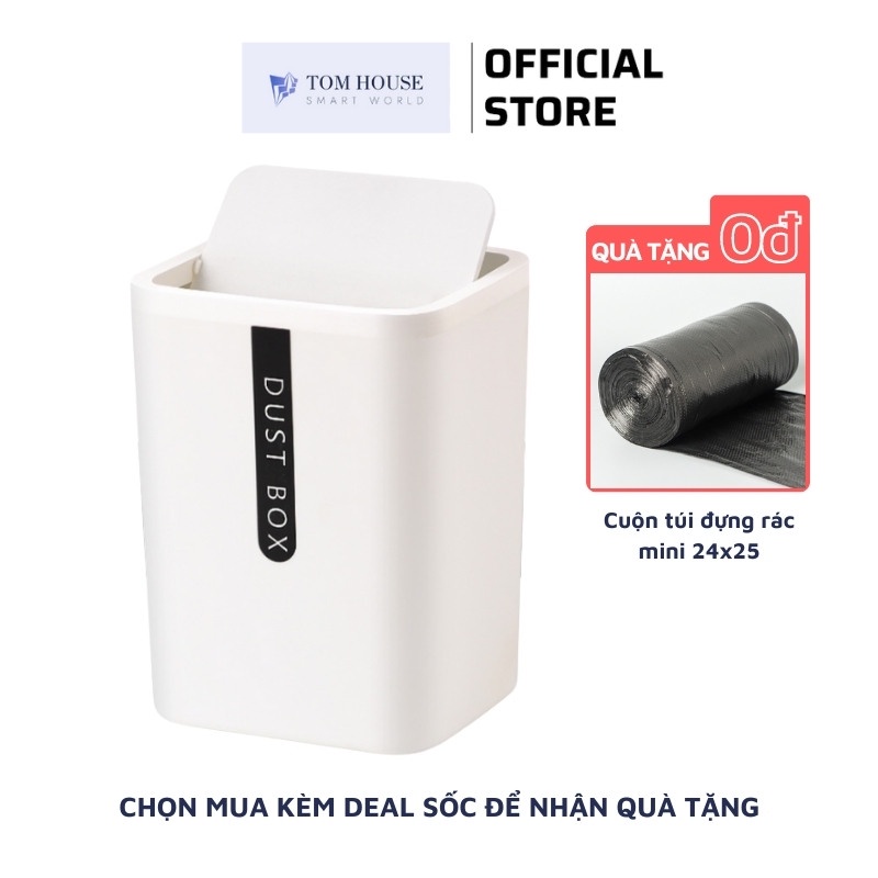 Thùng Rác Mini DUSTBOX Để Bàn Văn Phòng Nắp Lật Đa Năng Tiện Dụng Màu Siêu Xinh