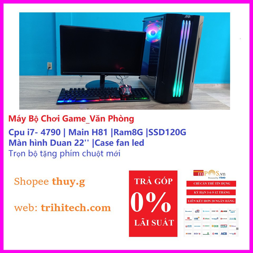 [Sale sập sàn] Máy tính Chơi Game i7- 4790 |h81 |ram8g |ssd120g |case