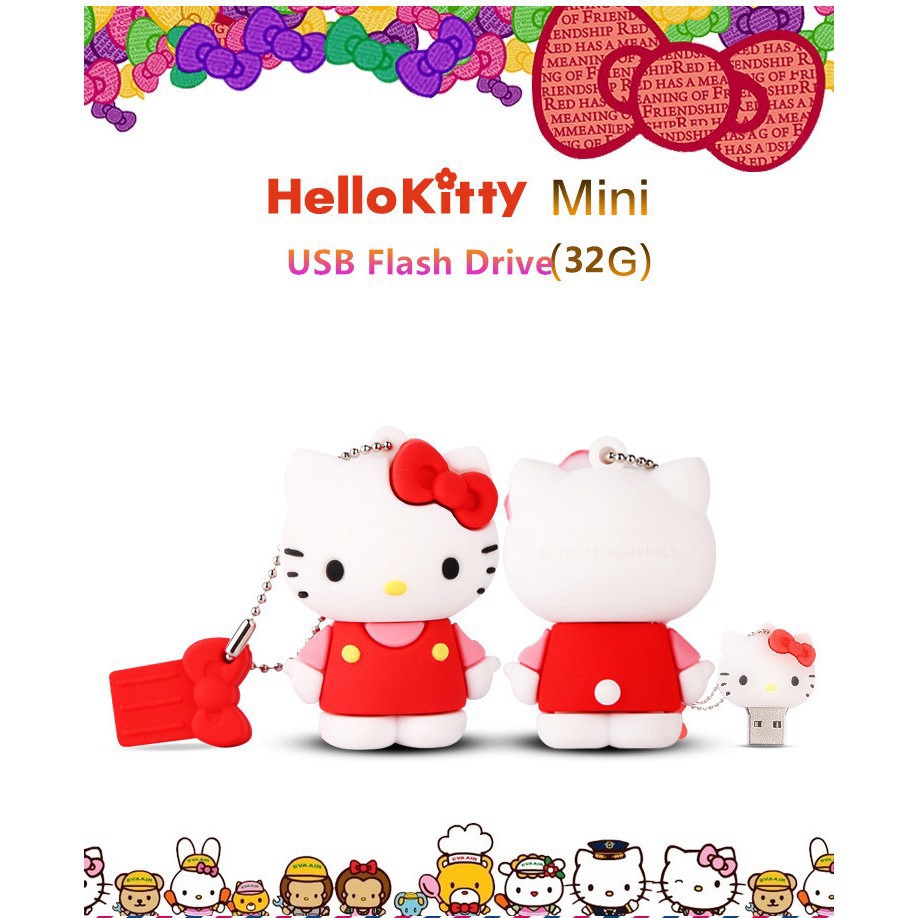 Ổ đĩa flash USB Usb 2.0 Dung Lượng 64gb 32gb 16gb 8gb Hình Hello Kitty Dễ Thương