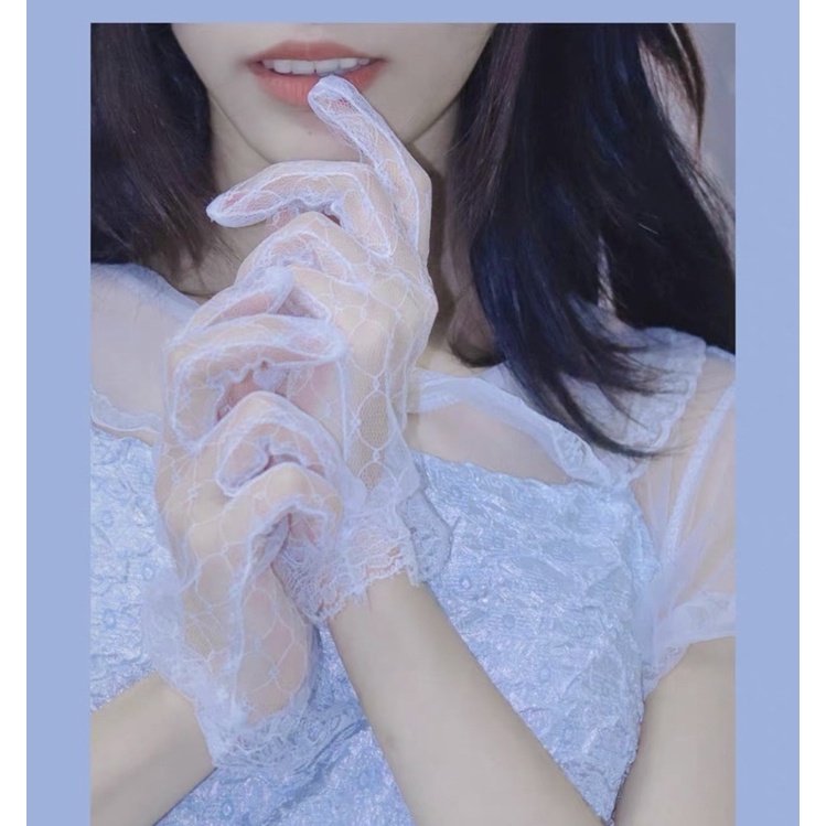 Găng tay ren lưới mỏng phong cách lolita - Găng tay cô dâu ren quyến rũ Fx Anime (Có clip, ảnh thật)