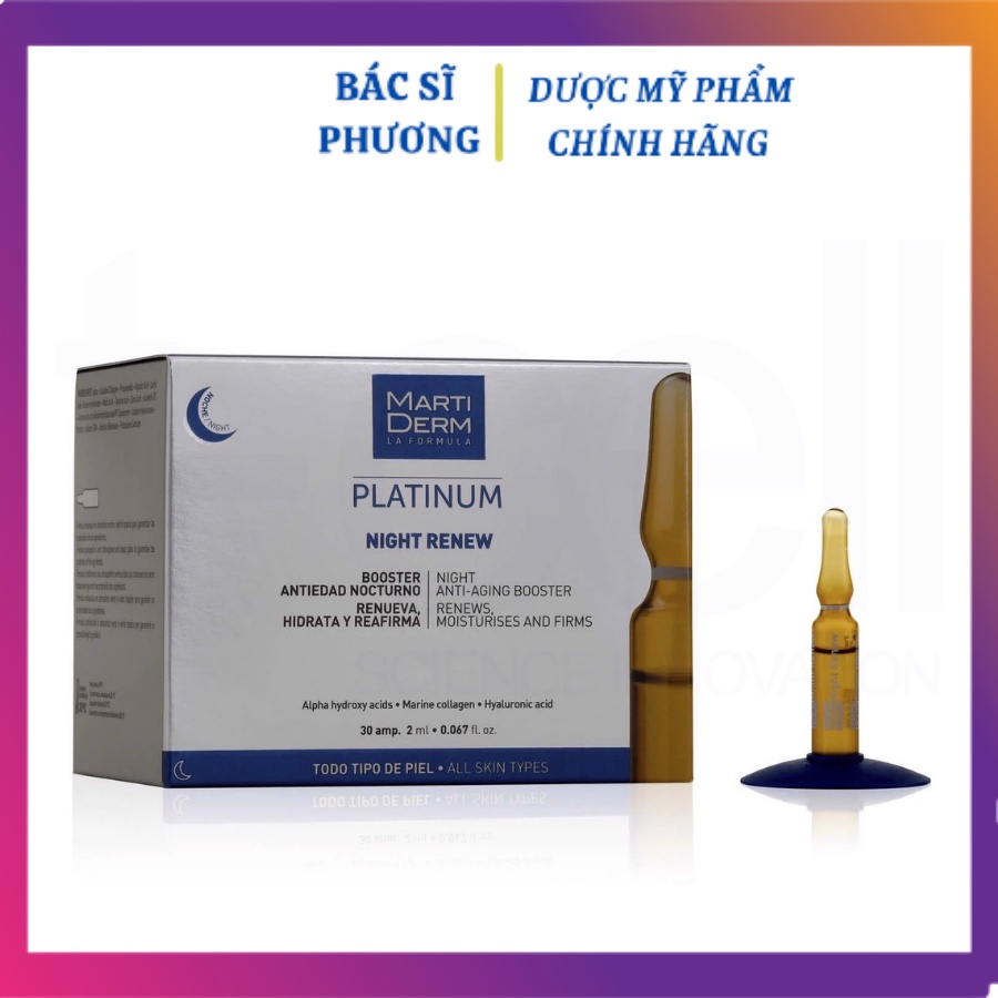 Tinh chất chống lão hoá và tái tạo da ban đêm MartiDerm Platinum Night Renew Ampoule