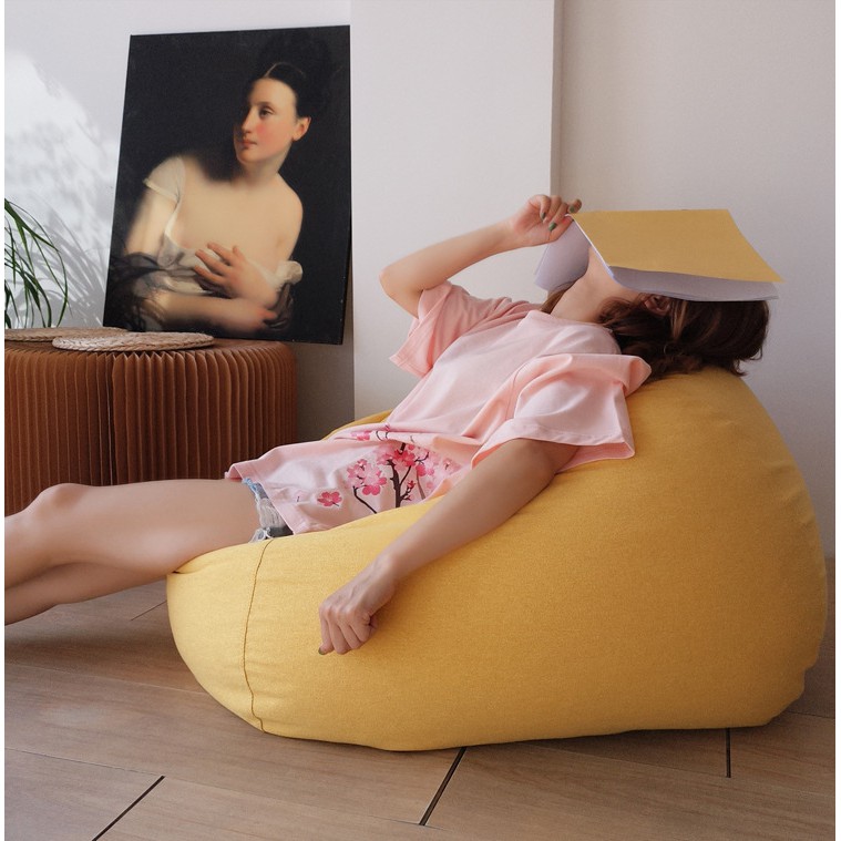 Ghế hạt xốp hình trái lê, Ghế có 2 lớp áo vỏ, ghế lười beanbag có các hạt đậu bean tốt cho sống lưng và bệnh đau mỏi lưn