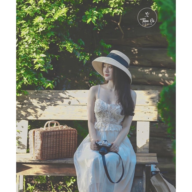 áo ren 2 dây đan lưng + chân váy voan (ảnh thật khách mặc)