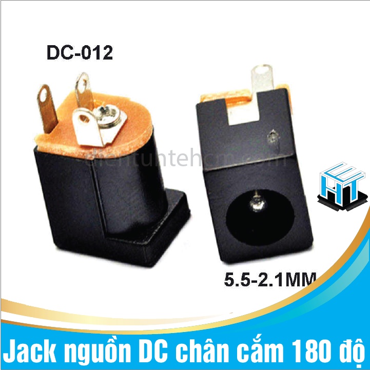 Jack nguồn DC chân cắm 180 độ - Size 5.5x2.1mm