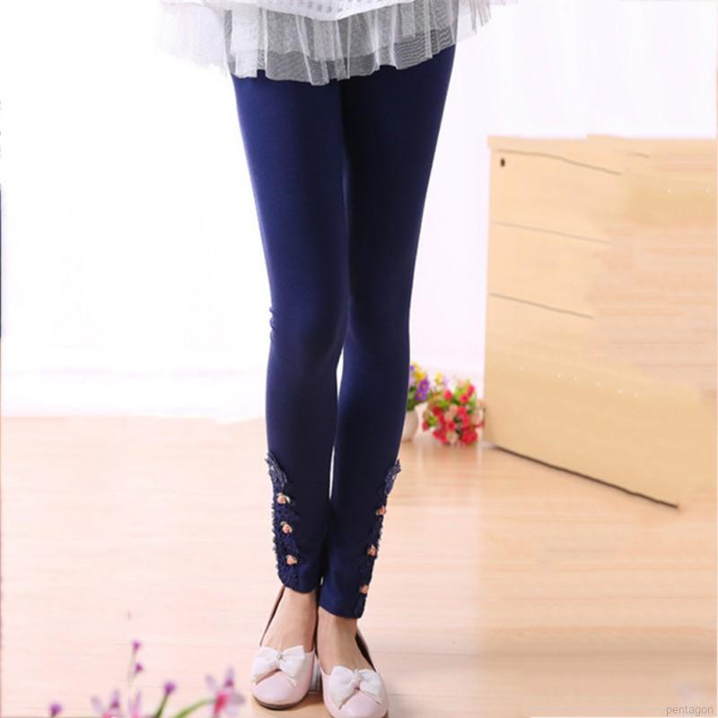 Quần Legging Phối Ren Hoa Cho Bé Gái