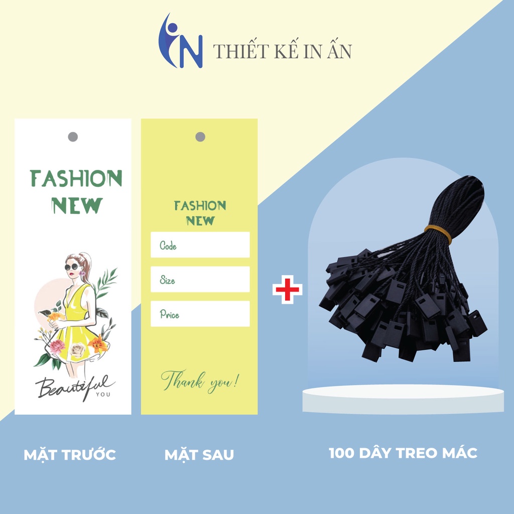 Mác quần áo combo 100 mác + 100 Dây Treo Thẻ Bài - Dây Dù Xâu Tag (Mác) Quần Áo