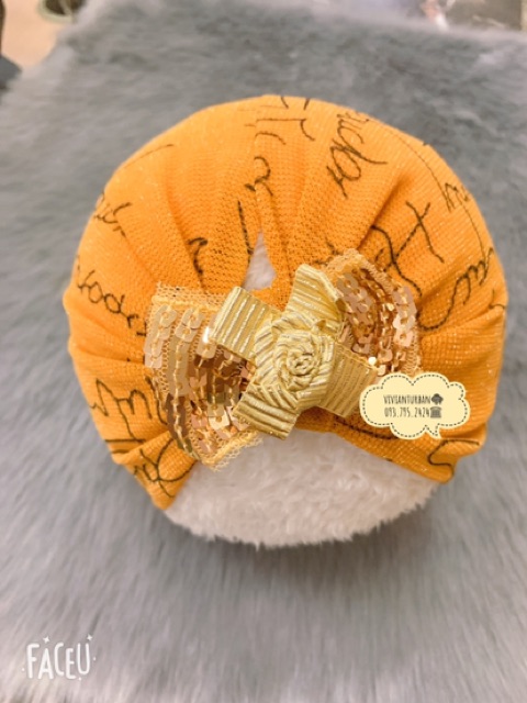 Turban nhũ vàng độc đáo ko ngứa đấu bé