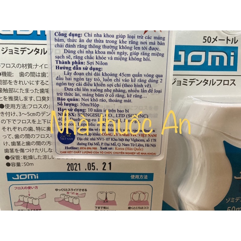 Chỉ nha khoa Jomi dental floss bạc hà