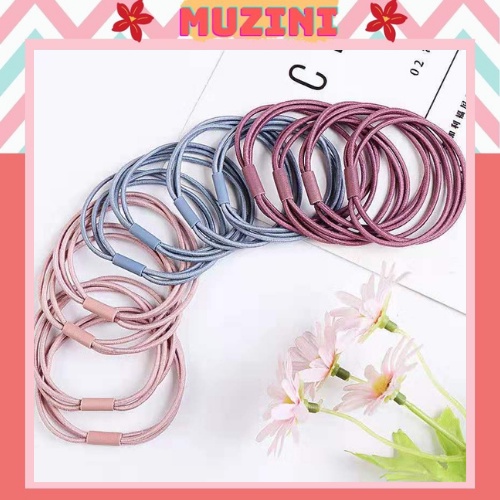 Dây cột tóc, buộc tóc Muzini màu trơn dáng kép mềm mại TRÁNH GÃY RỤNG TÓC phụ kiện tóc SC17
