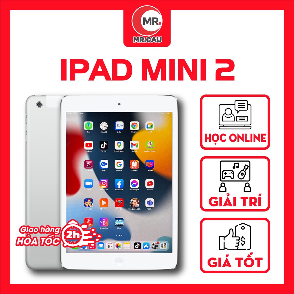 Máy tính bảng lPAD MINI 2 HỌC GOOGLE MEET ZO0M TỐT Chính hãng 16GB 32GB Màn hình 7.9 Inch HD - TẶNG: Bộ Sạc 12W MRCAU | BigBuy360 - bigbuy360.vn