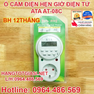Ổ cắm điện hẹn giờ điện tử ata at-08c tự động