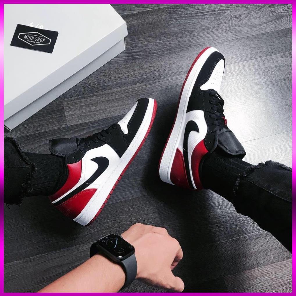 [Sneaker34] Giày Jordan 1 cổ cao OG Bred Toe ❤️Full Box+Bill❤️ Giày Sneaker JD1 Đỏ đen cao cổ thấp cổ đủ size nam nữ