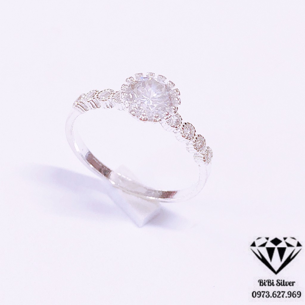 Nhẫn nữ bạc đẹp mặt đá tròn trẻ trung, nổi bật ms02 - Trang sức Bibi silver cam kết chất lượng, kèm bảo hành