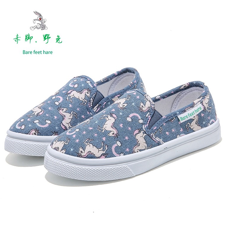 Giày vải cho bé gái giày vải mới cho bé trai giày trẻ em từ trung niên trở lên mềm mại dưới băng đảng giày Velcro giày hội đồng quản trị cho trẻ em