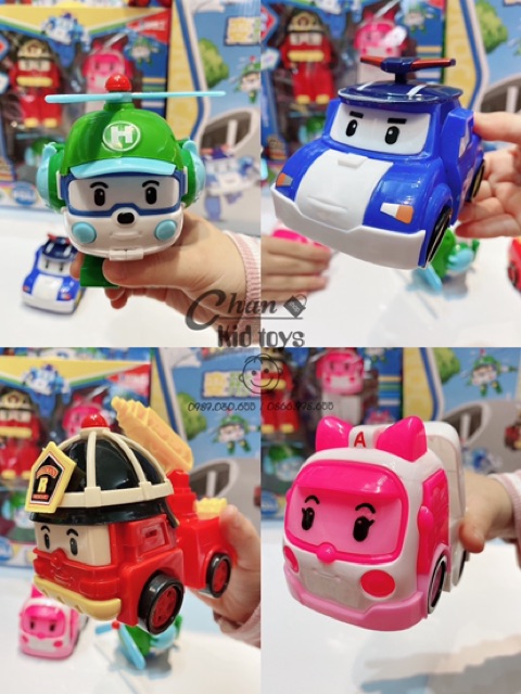 [Mã TOYDEC hoàn 20K xu đơn 50K] Biệt đội 4 xe Robocar PoLi ( Loại to ) biến hình cảnh sát ( ảnh &clip thật ) no.168-4